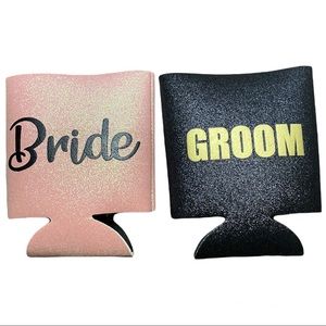 Bride and Groom Wedding Couples Gift Drink Can Koozies NWOT